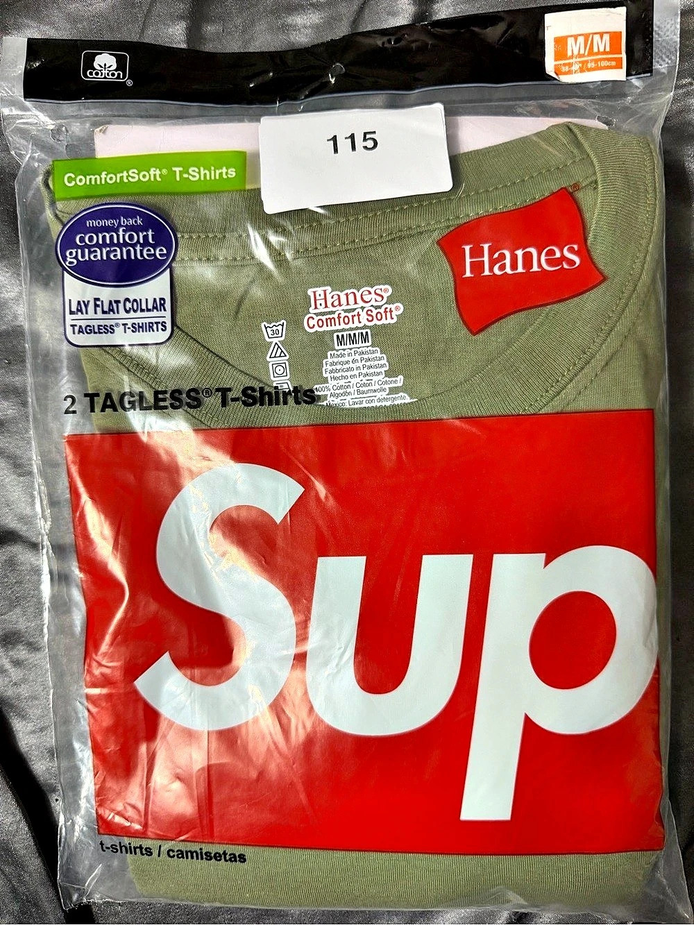 Supreme Hanes ComfortSoft Tagless T-Shirts 2-Pack Green Size Medium NWT